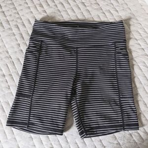 Senita Black and White Striped Bike Shorts